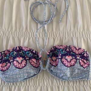 Patterned halter swim top